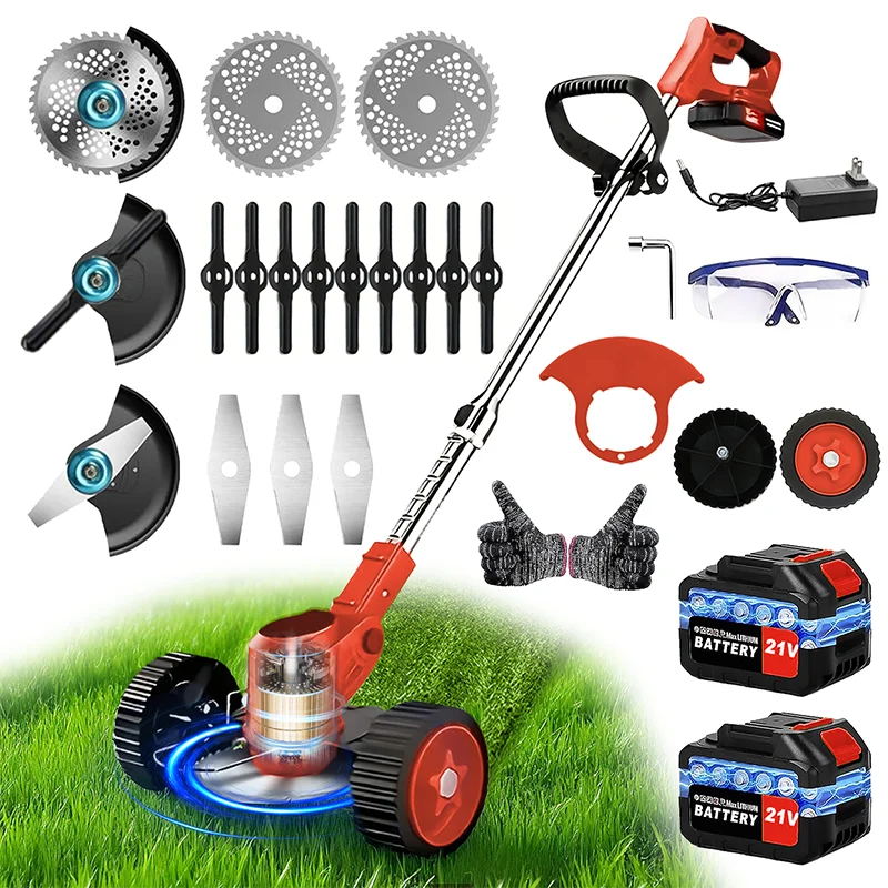 3-in-1 Cordless Electric Weed Trimmer – Brushless Motor, Adjustable Handle & Multi-Blade Kit