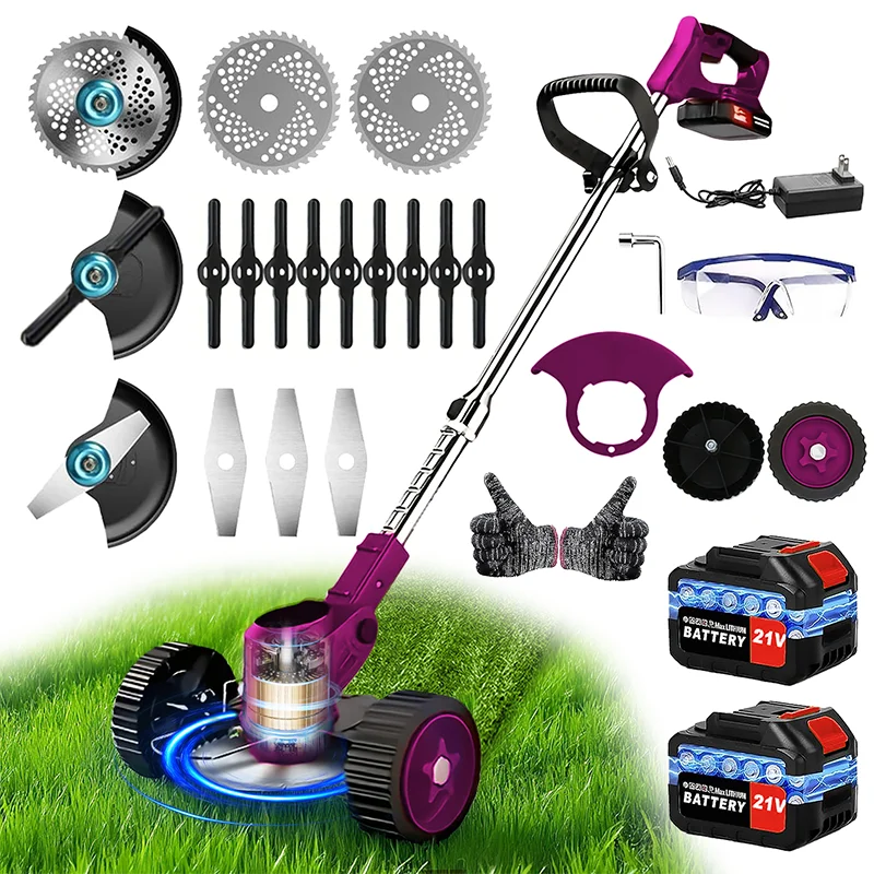 3-in-1 Cordless Electric Weed Trimmer – Brushless Motor, Adjustable Handle & Multi-Blade Kit