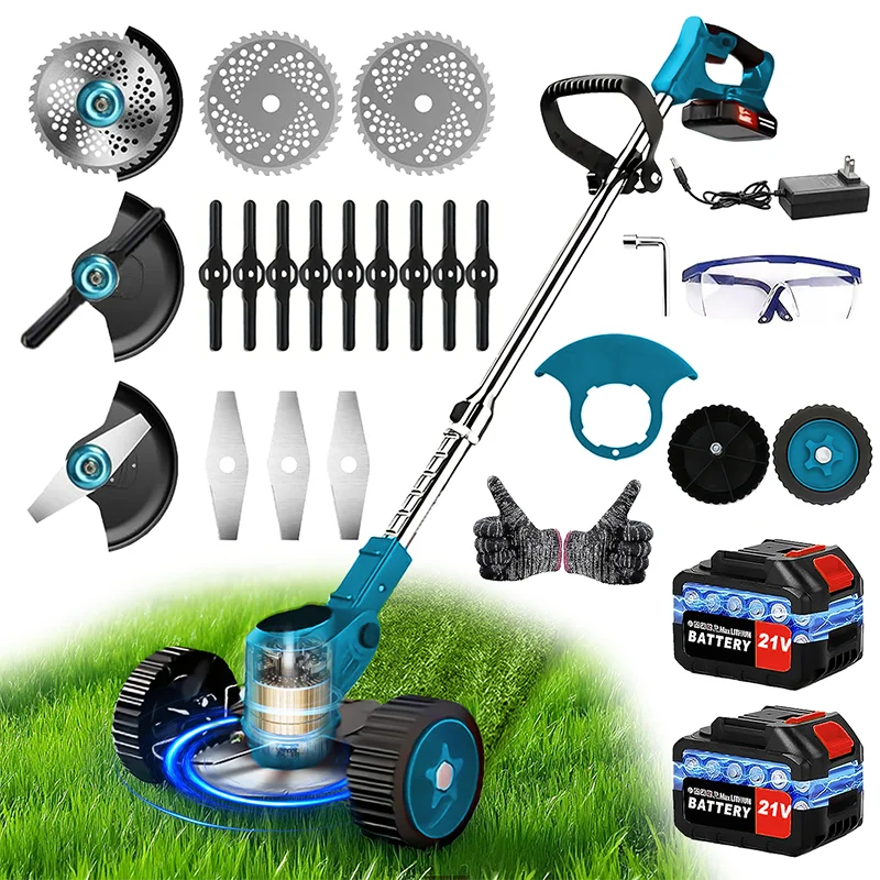 3-in-1 Cordless Electric Weed Trimmer – Brushless Motor, Adjustable Handle & Multi-Blade Kit
