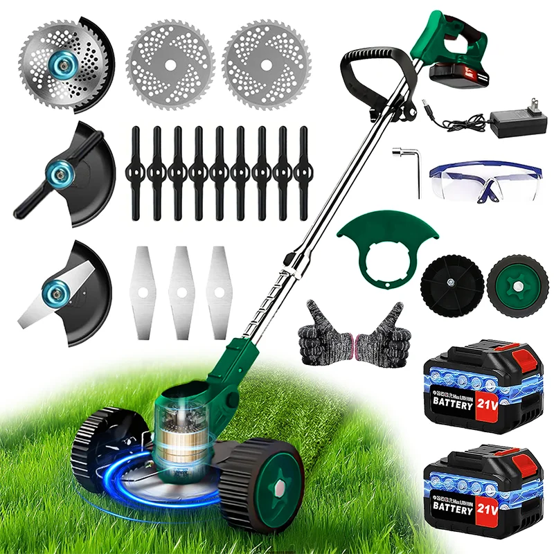 3-in-1 Cordless Electric Weed Trimmer – Brushless Motor, Adjustable Handle & Multi-Blade Kit