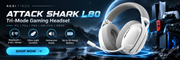 ATTACK SHARK L80 Wireless Gaming Headset – Tri-Mode Connectivity, 40mm Drivers & Lightweight Comfort