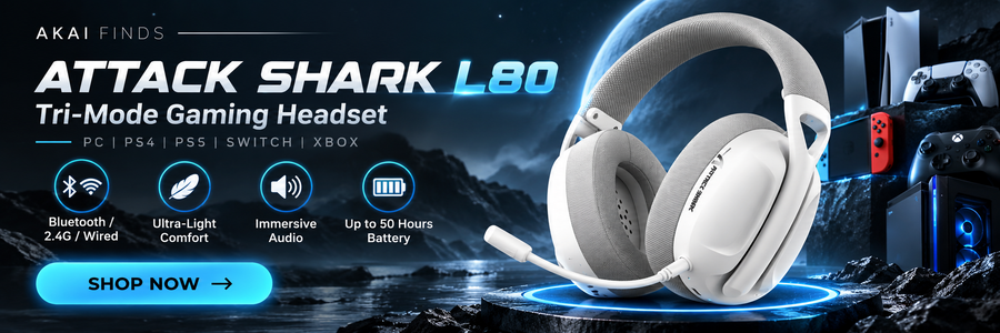 ATTACK SHARK L80 Wireless Gaming Headset – Tri-Mode Connectivity, 40mm Drivers & Lightweight Comfort