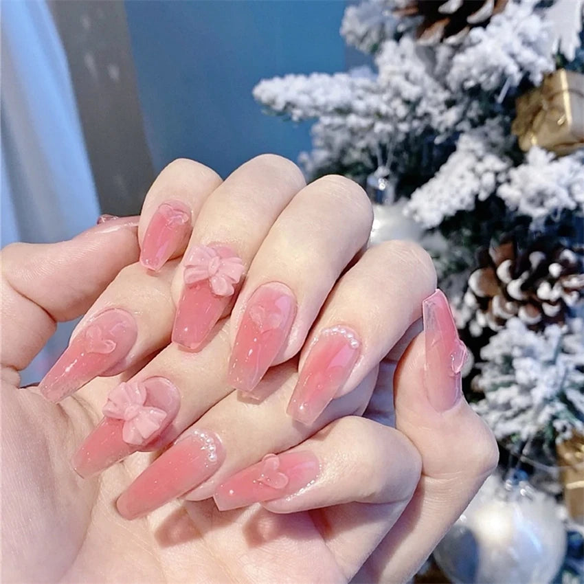 24Pcs/Set Wearing Short Fake Nails for Girls Press on Nail Tips Full Cover Acrylic with Diamonds False Nails Art Free Shipping