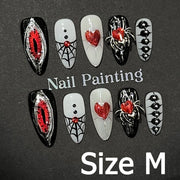 Handmade Almond Nail Art Silver Cat Eye Ink Wash Marble Sparkly Piled Rhinestone Black Chic False Nails Reusable Press on Nails