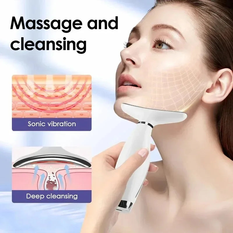 Neck Face Lifting Massager 7 Colors Light LED Photon Therapy Skin Tighten Wrinkle Remove Heating Vibration Massage Beauty Device