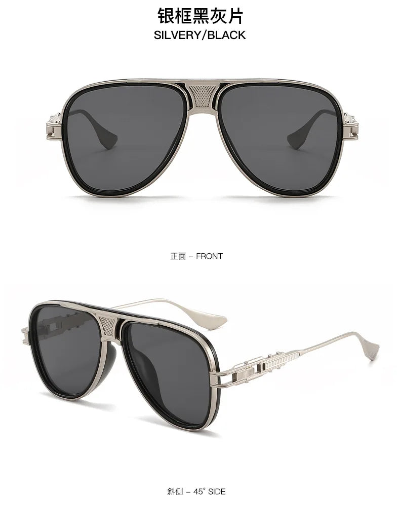 Luxury Steampunk Sunglasses Men Metal Square Pilot Shades UV400 Brand Dseigner Retro Popular