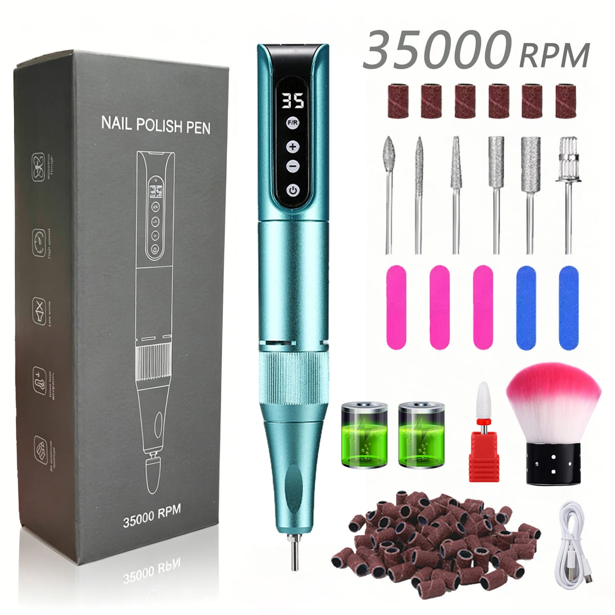 Portable Electric Nail Drill, USB Powered, Professional Electric Nail File Kit, Suitable For Acrylic & Gel Nails - Easy Manicure & Polishing - Efficient & Easy-To-Use Nail Care Tool, Nail Polishing & Shaping Tool, Suitable Fo