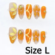Handmade Almond Nail Art Silver Cat Eye Ink Wash Marble Sparkly Piled Rhinestone Black Chic False Nails Reusable Press on Nails