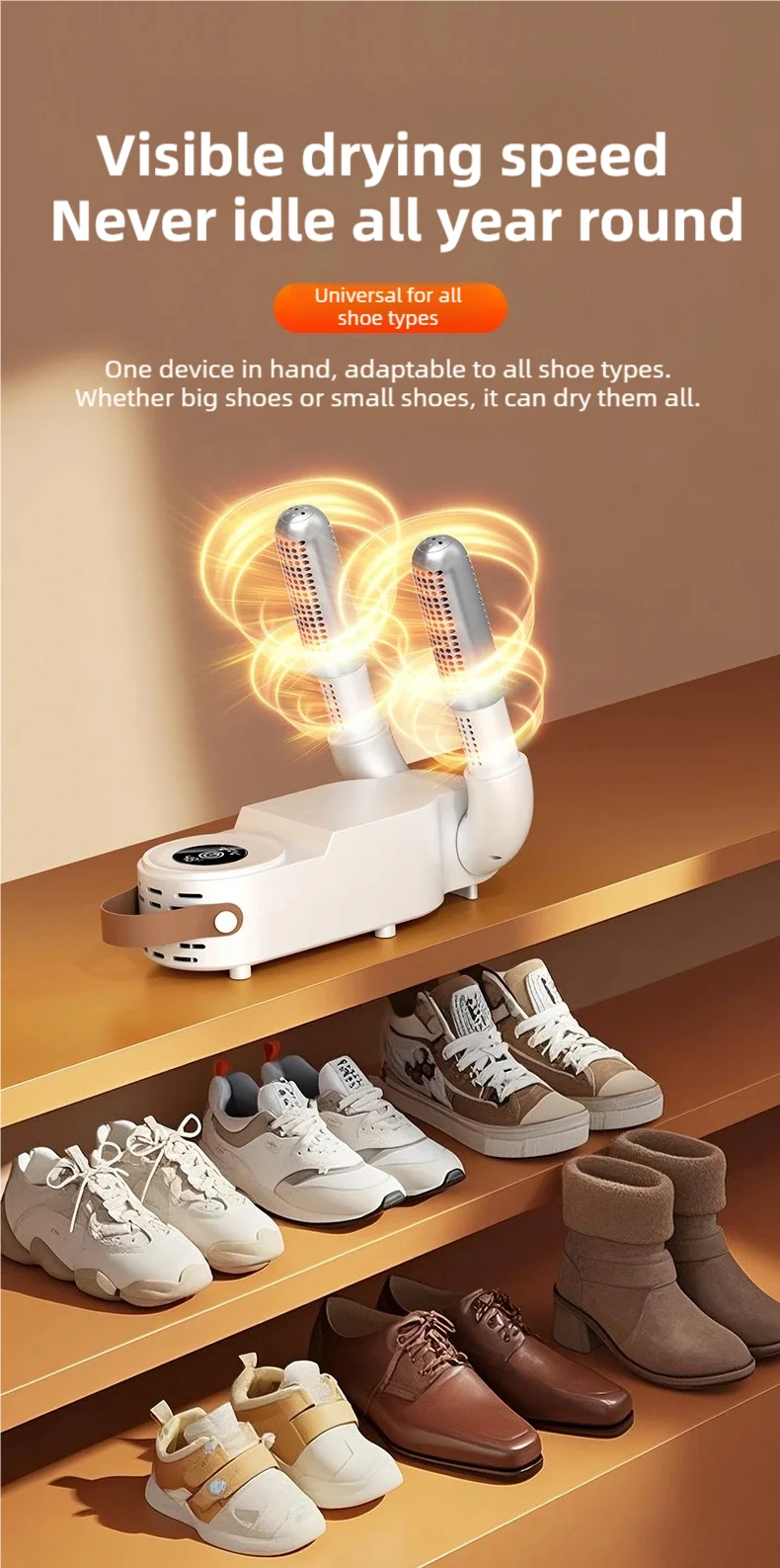 Foldable Shoe Dryer Fast Heating Sterilization Heater Socks Dryer Shoe Hot Air Deodorizing Dehumidifier