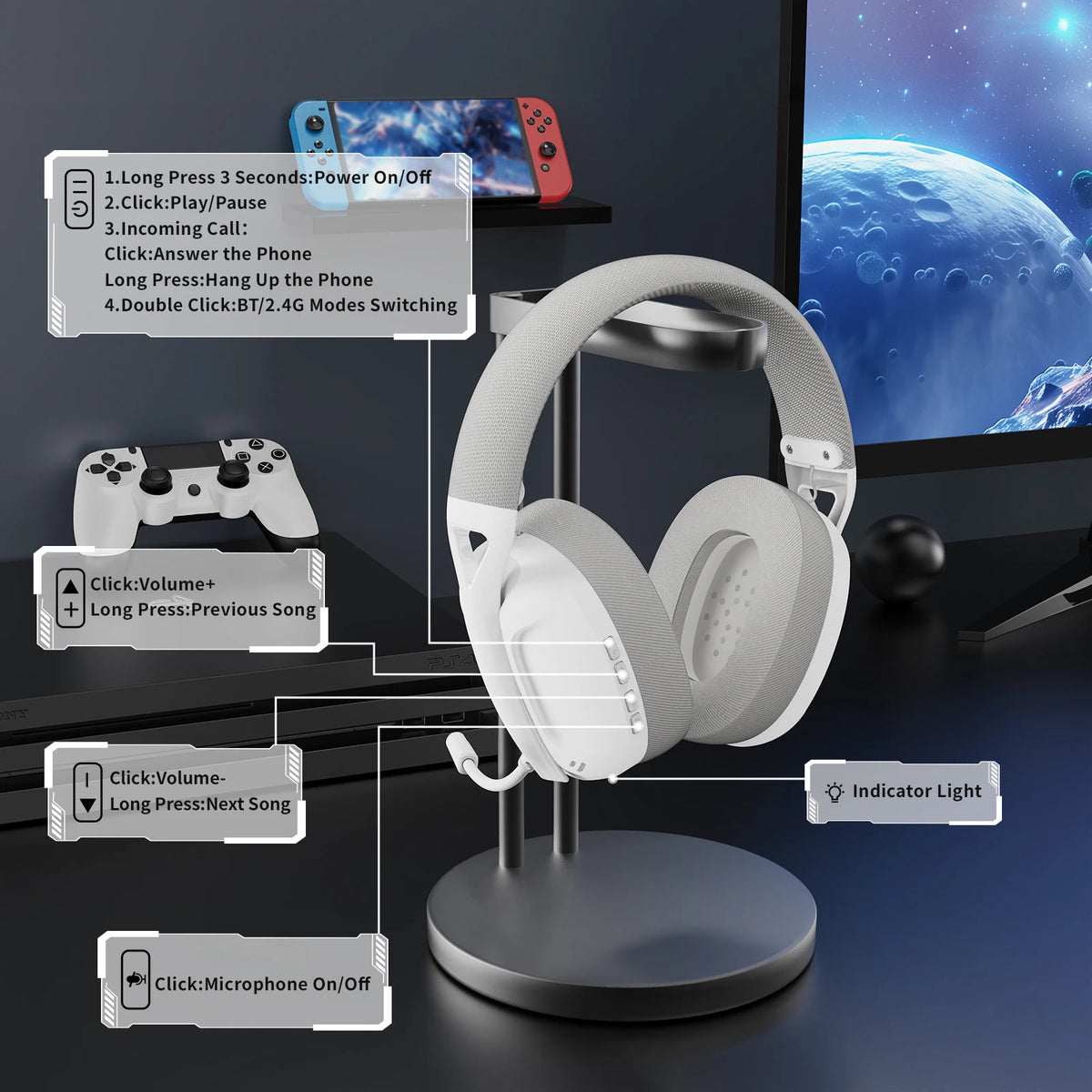 ATTACK SHARK L80 Wireless Gaming Headset – Tri-Mode Connectivity, 40mm Drivers & Lightweight Comfort