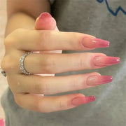 24Pcs/Set Wearing Short Fake Nails for Girls Press on Nail Tips Full Cover Acrylic with Diamonds False Nails Art Free Shipping
