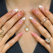 24pcs Pink Flower Almond Press on Nails Kawaii False Nails Wearable Stick-on Nails Fake Nail