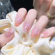 24Pcs/Set Wearing Short Fake Nails for Girls Press on Nail Tips Full Cover Acrylic with Diamonds False Nails Art Free Shipping