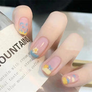 24Pcs/Set Wearing Short Fake Nails for Girls Press on Nail Tips Full Cover Acrylic with Diamonds False Nails Art Free Shipping