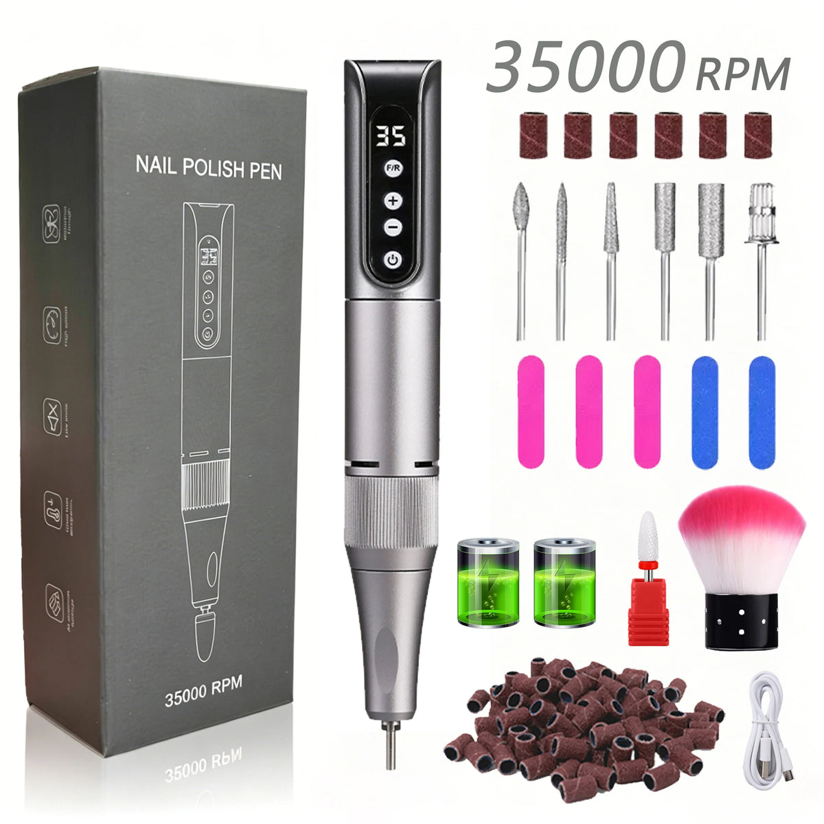 Portable Electric Nail Drill, USB Powered, Professional Electric Nail File Kit, Suitable For Acrylic & Gel Nails - Easy Manicure & Polishing - Efficient & Easy-To-Use Nail Care Tool, Nail Polishing & Shaping Tool, Suitable Fo