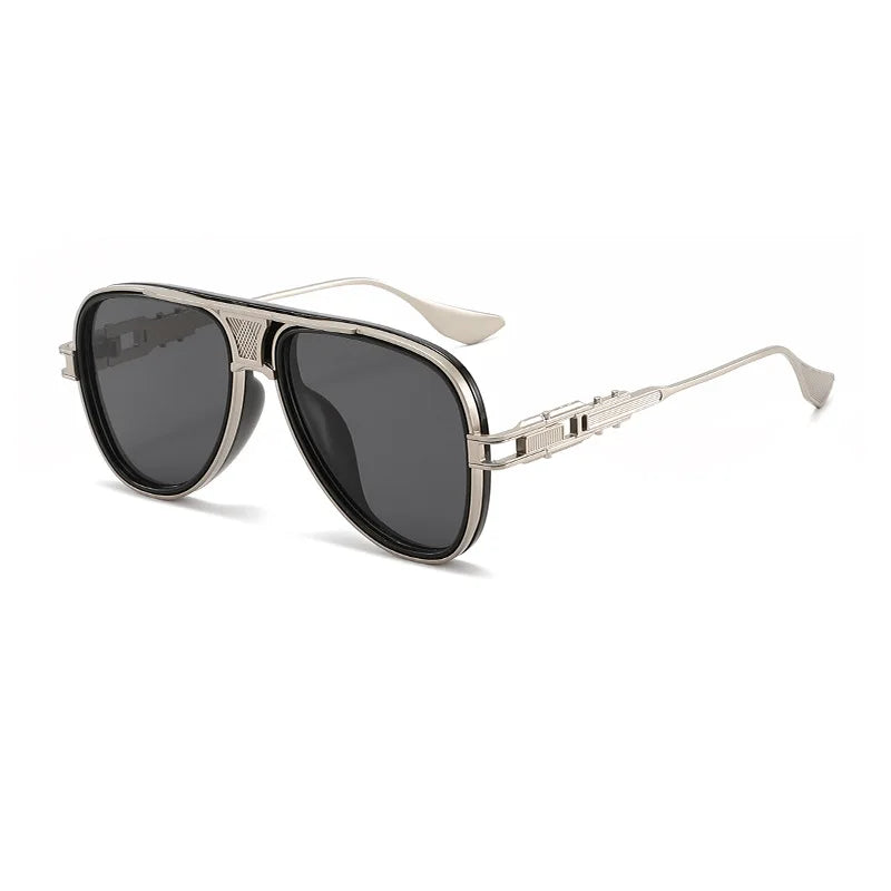 Luxury Steampunk Sunglasses Men Metal Square Pilot Shades UV400 Brand Dseigner Retro Popular