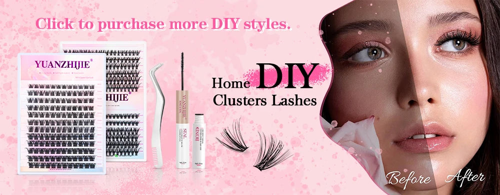 YUANZHIJIE DIY 120 PCS Cluster Lashes 3D Natural Bunch 8-16mm D Curl Segmented Beam Individual Mink Tufted Eyelash Fine Lash Tip