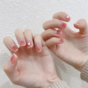 24Pcs/Set Wearing Short Fake Nails for Girls Press on Nail Tips Full Cover Acrylic with Diamonds False Nails Art Free Shipping