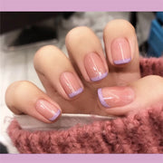 24Pcs/Set Wearing Short Fake Nails for Girls Press on Nail Tips Full Cover Acrylic with Diamonds False Nails Art Free Shipping