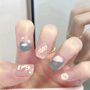 24Pcs/Set Wearing Short Fake Nails for Girls Press on Nail Tips Full Cover Acrylic with Diamonds False Nails Art Free Shipping