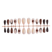 Fake Nails Leopard Print Almond Shape for Women Reusable Press on Artificial Nail Tips Full Cover Manicure Kit 24pcs Set BU