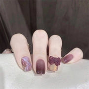 24Pcs/Set Wearing Short Fake Nails for Girls Press on Nail Tips Full Cover Acrylic with Diamonds False Nails Art Free Shipping