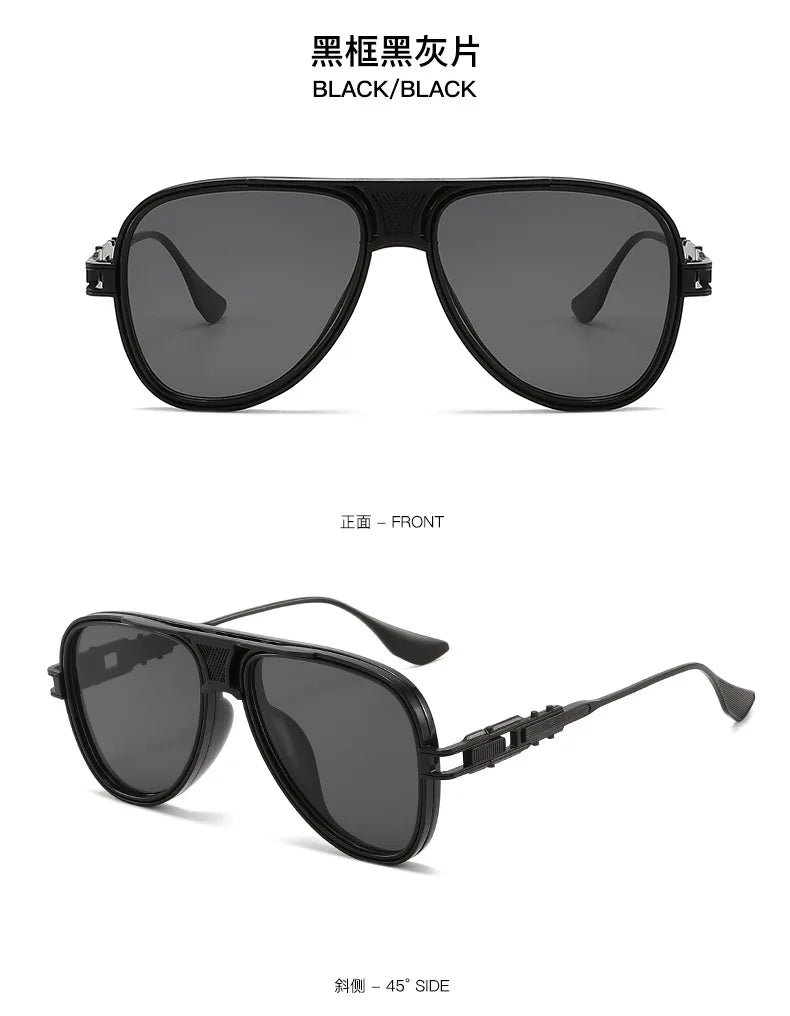 Luxury Steampunk Sunglasses Men Metal Square Pilot Shades UV400 Brand Dseigner Retro Popular