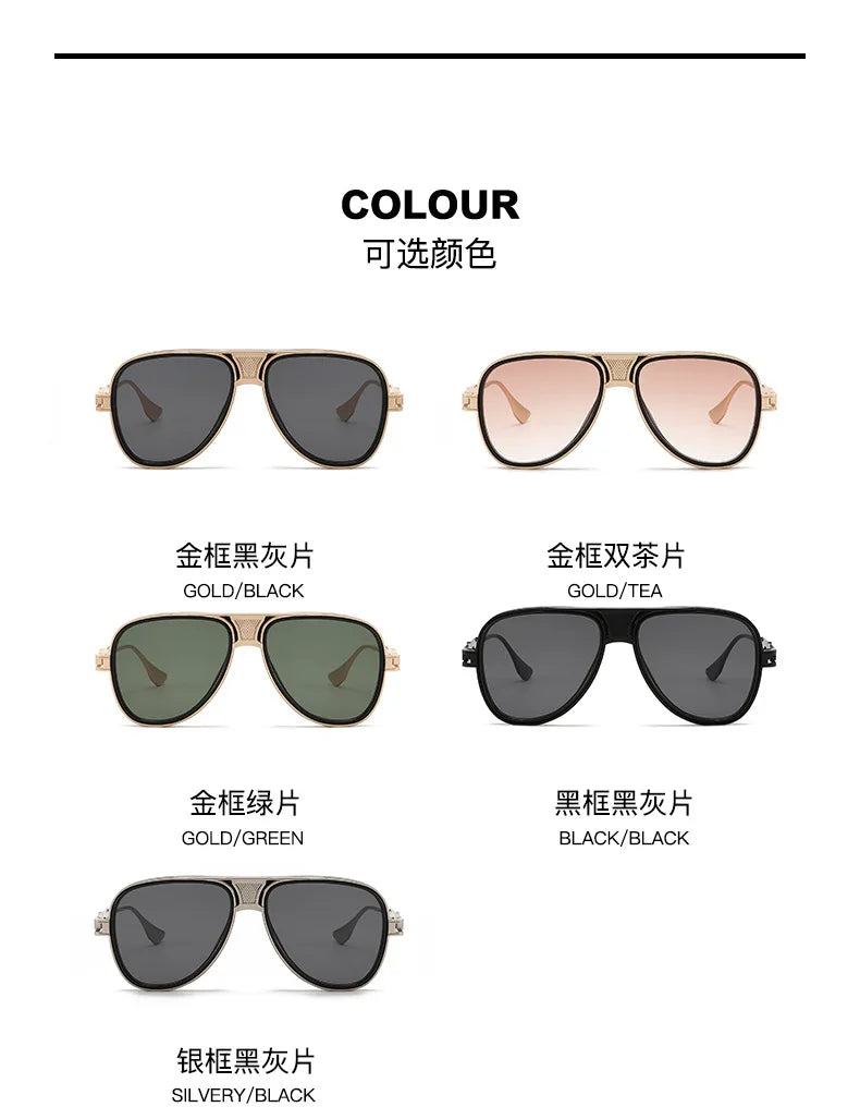 Luxury Steampunk Sunglasses Men Metal Square Pilot Shades UV400 Brand Dseigner Retro Popular