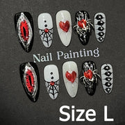 Handmade Almond Nail Art Silver Cat Eye Ink Wash Marble Sparkly Piled Rhinestone Black Chic False Nails Reusable Press on Nails