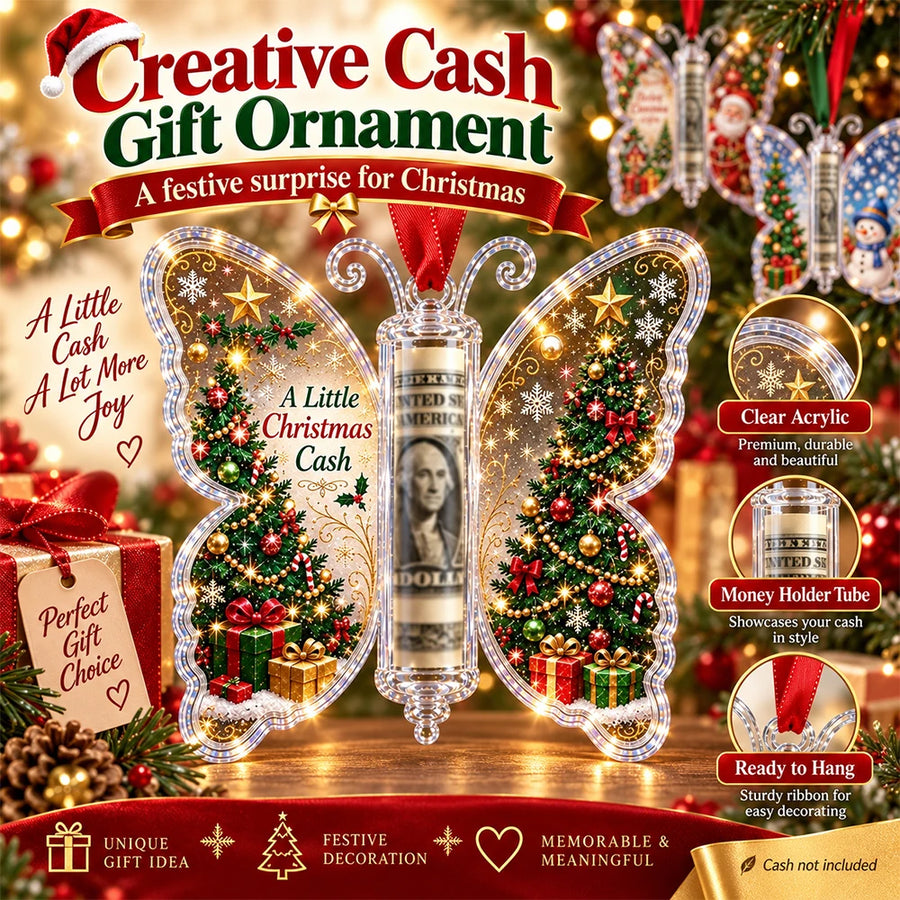 Christmas Cash Gift Butterfly Ornament – Creative Money Holder for Christmas Trees