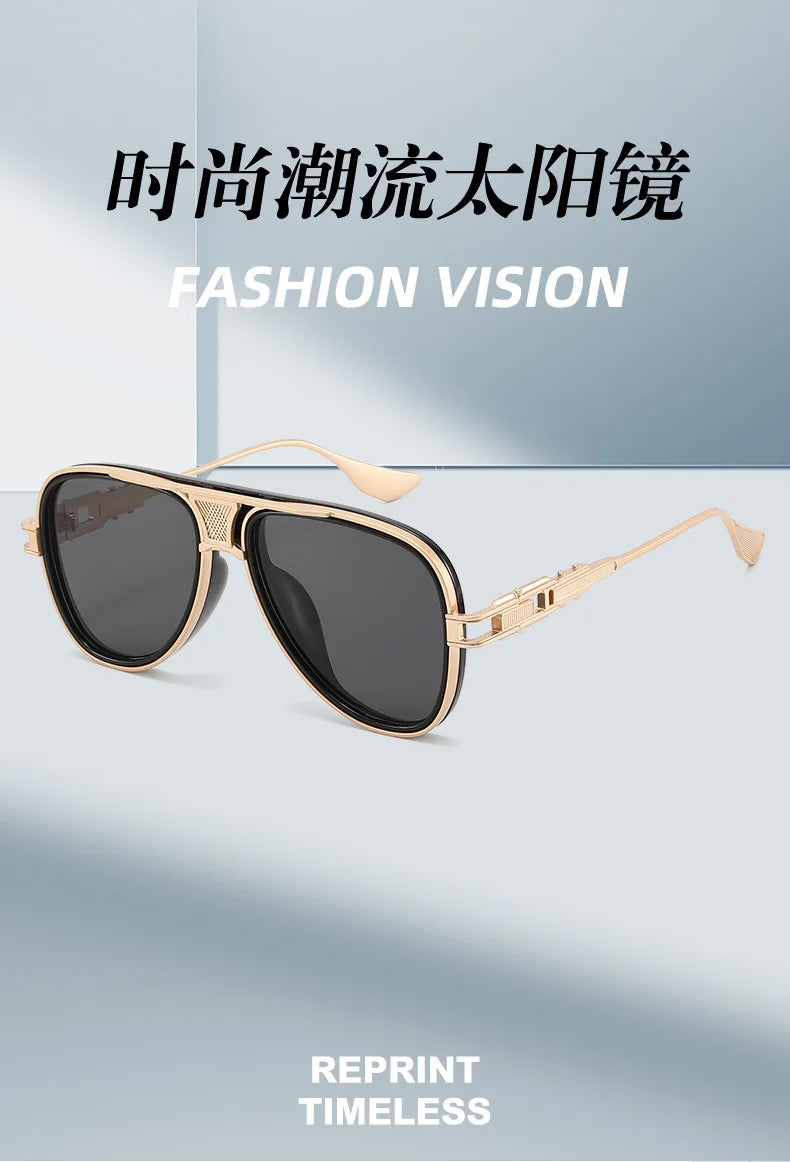 Luxury Steampunk Sunglasses Men Metal Square Pilot Shades UV400 Brand Dseigner Retro Popular