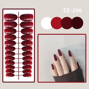 24Pcs/Set Wearing Short Fake Nails for Girls Press on Nail Tips Full Cover Acrylic with Diamonds False Nails Art Free Shipping