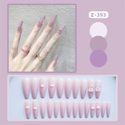 24Pcs/Set Wearing Short Fake Nails for Girls Press on Nail Tips Full Cover Acrylic with Diamonds False Nails Art Free Shipping