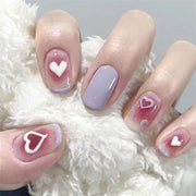 24Pcs/Set Wearing Short Fake Nails for Girls Press on Nail Tips Full Cover Acrylic with Diamonds False Nails Art Free Shipping