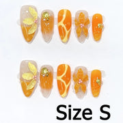 Handmade Almond Nail Art Silver Cat Eye Ink Wash Marble Sparkly Piled Rhinestone Black Chic False Nails Reusable Press on Nails