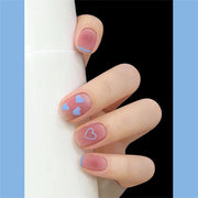 24Pcs/Set Wearing Short Fake Nails for Girls Press on Nail Tips Full Cover Acrylic with Diamonds False Nails Art Free Shipping