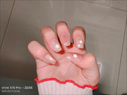 10pcs Cute False Short Nails Glossy Pink Star Press On Square Nails With Glitter Natural Unbreakable Wear For Girls Woman