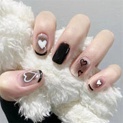 24Pcs/Set Wearing Short Fake Nails for Girls Press on Nail Tips Full Cover Acrylic with Diamonds False Nails Art Free Shipping