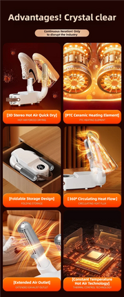 Foldable Shoe Dryer Fast Heating Sterilization Heater Socks Dryer Shoe Hot Air Deodorizing Dehumidifier