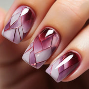 24Pcs/Set Sweet Love Fake Nail with Gradient French Press on Nails Reusable Short Full Cover Nail Tips for Women Wholesale