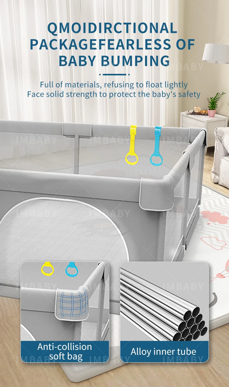IMBABY Baby Playpen Gray Baby Activity Fence Large Baby Playground Safety Activities for Babies Games Park Playpen for Children