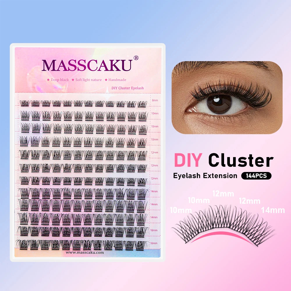 YUANZHIJIE DIY 120 PCS Cluster Lashes 3D Natural Bunch 8-16mm D Curl Segmented Beam Individual Mink Tufted Eyelash Fine Lash Tip