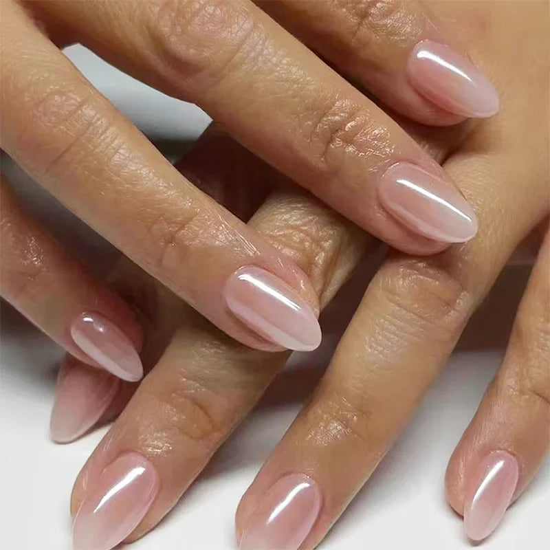 24Pcs/Set Sweet Love Fake Nail with Gradient French Press on Nails Reusable Short Full Cover Nail Tips for Women Wholesale