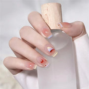 24Pcs/Set Wearing Short Fake Nails for Girls Press on Nail Tips Full Cover Acrylic with Diamonds False Nails Art Free Shipping
