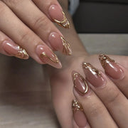 24pcs Pink Flower Almond Press on Nails Kawaii False Nails Wearable Stick-on Nails Fake Nail