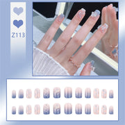 24Pcs/Set Wearing Short Fake Nails for Girls Press on Nail Tips Full Cover Acrylic with Diamonds False Nails Art Free Shipping