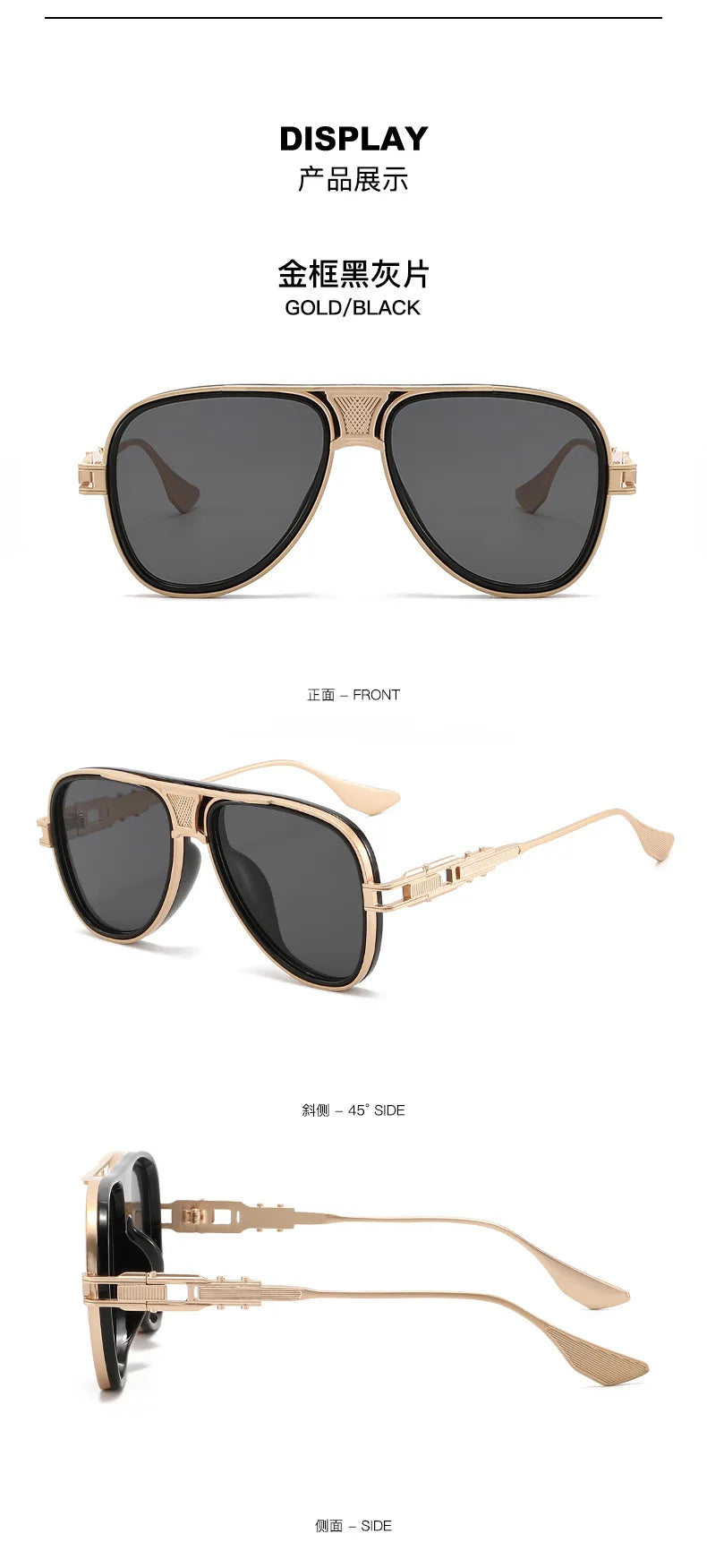 Luxury Steampunk Sunglasses Men Metal Square Pilot Shades UV400 Brand Dseigner Retro Popular