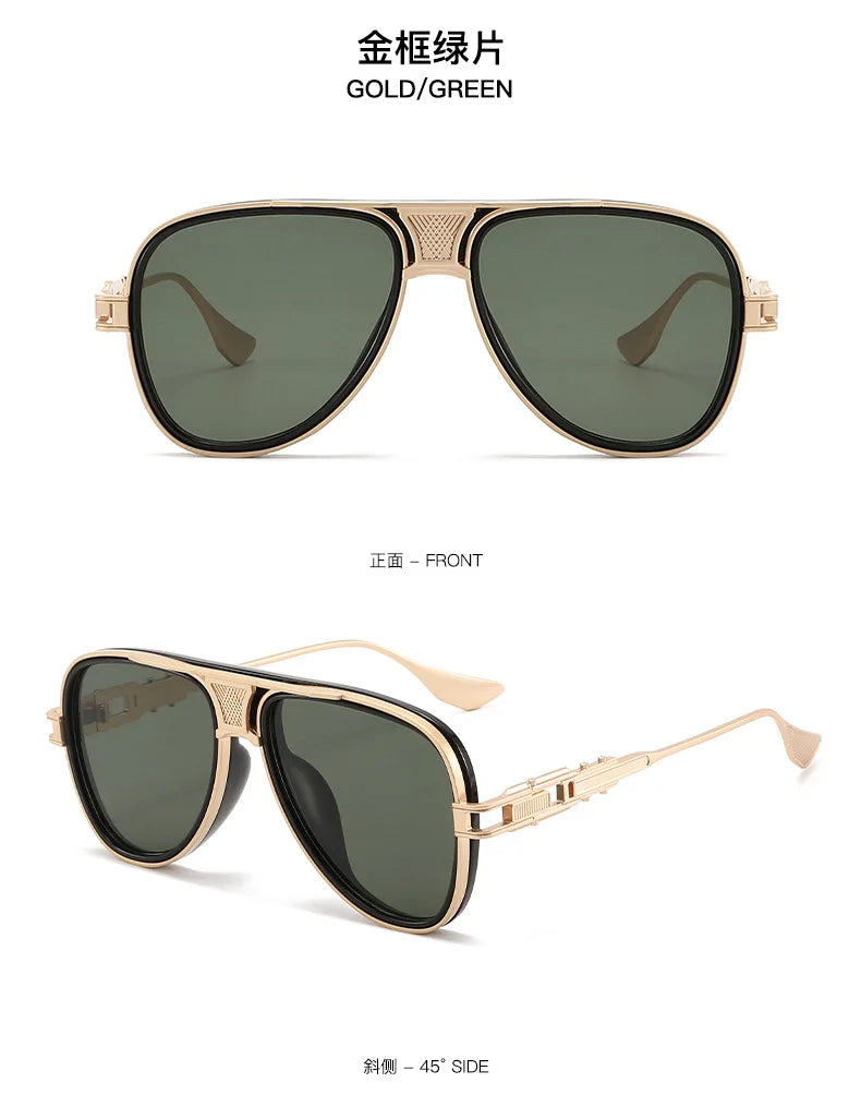 Luxury Steampunk Sunglasses Men Metal Square Pilot Shades UV400 Brand Dseigner Retro Popular
