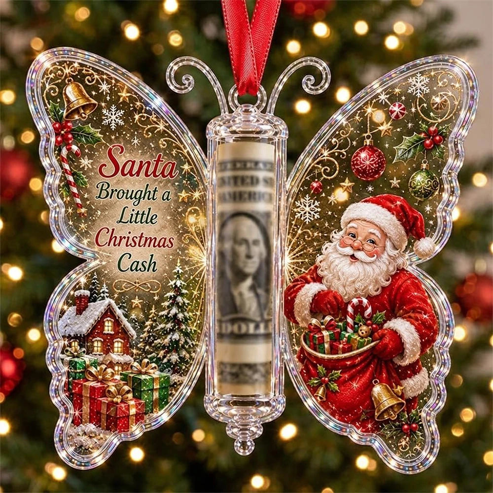 Christmas Cash Gift Butterfly Ornament – Creative Money Holder for Christmas Trees