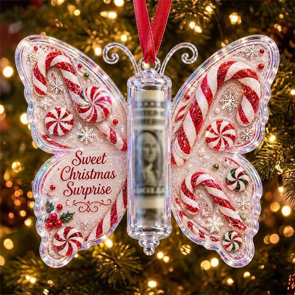 Christmas Cash Gift Butterfly Ornament – Creative Money Holder for Christmas Trees